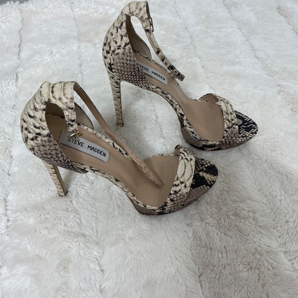 Steve Madden Shoes - Steve Madden Snake Skin Print Open Toe Heels